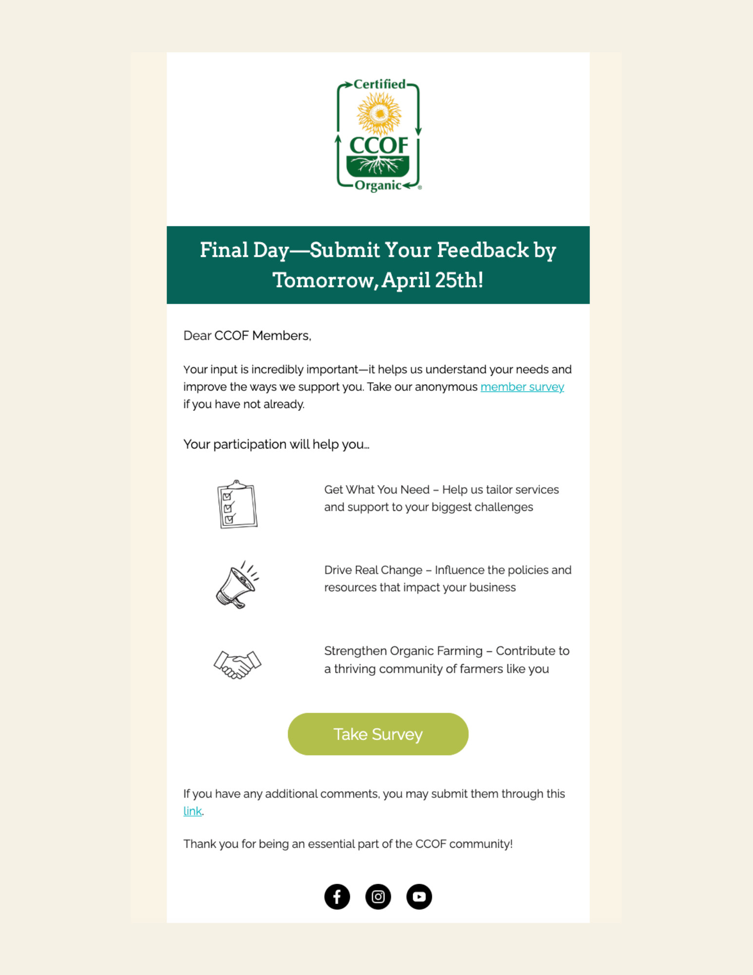 Email Campaign — Member Engagement Survey